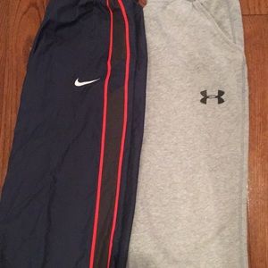 2 pairs of athletic pants Nike and Under Armour